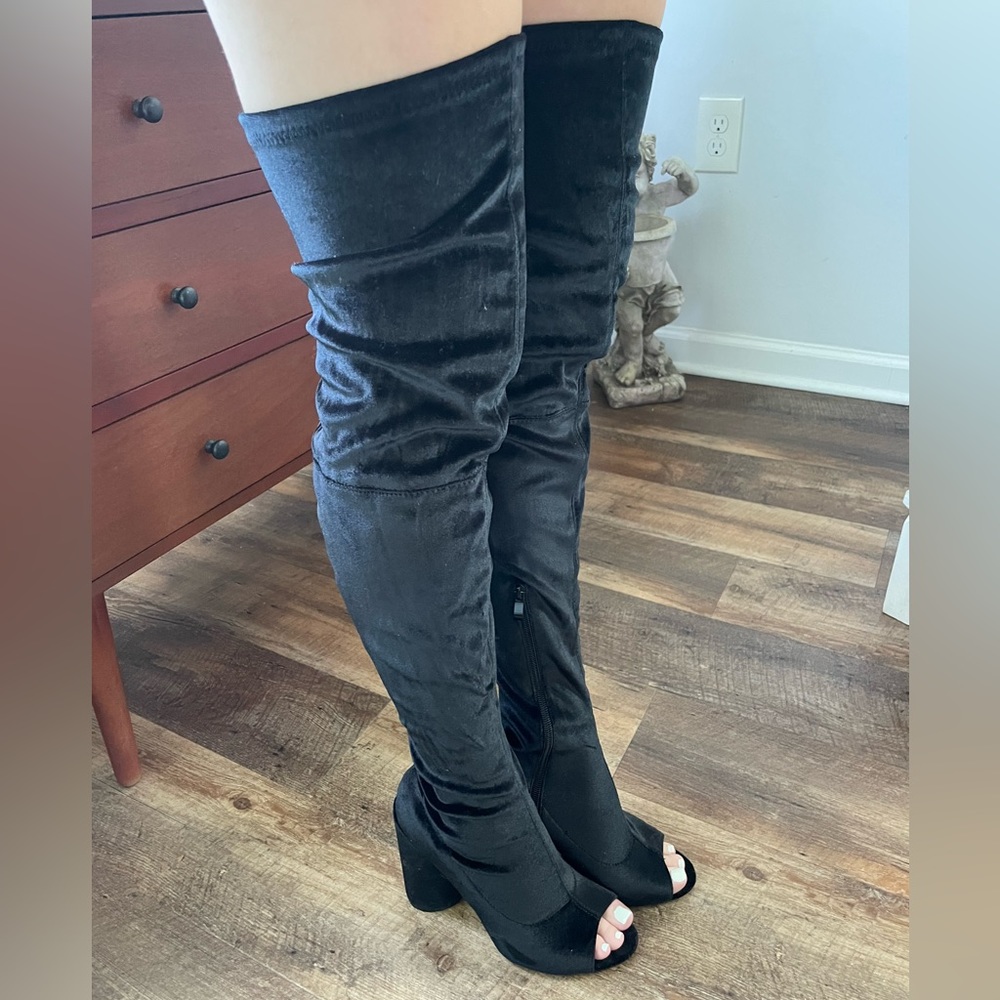 Public Desire Thigh High Open Toe High Heel Boots